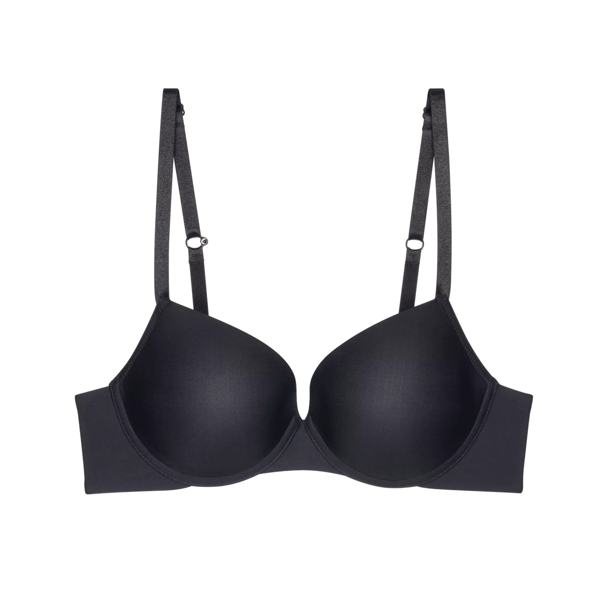 Juoda lygaus audinio liemenėlė su pakietinimu Triumph Pure Micro WHP baltame fone