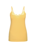 Geltona Triumph Climate Control Camisole miego palaidinė su nėriniais baltame fone